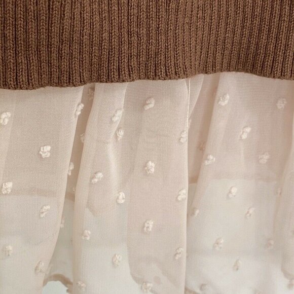 LOGO Lori Goldstein Cashmere Blend Sweater Sz XS Ruffle Bottom Beige - Picture 7 of 8